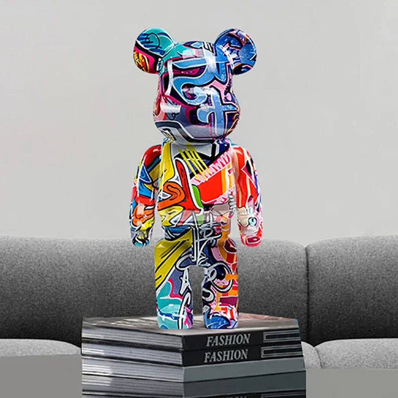 27cm Graffiti Bear Figurine Money Jar Decor a by HitMyNeed