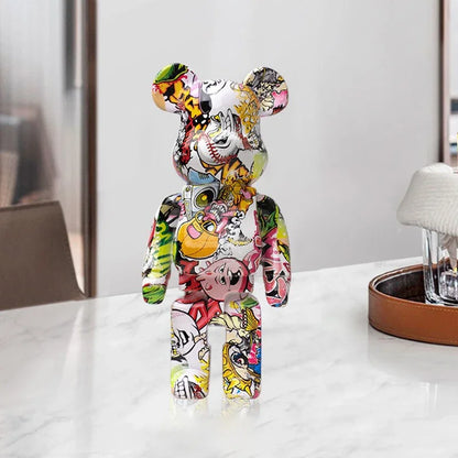 27cm Graffiti Bear Figurine Money Jar Decor b by HitMyNeed
