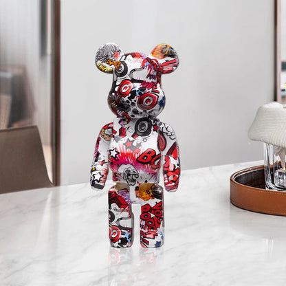27cm Graffiti Bear Figurine Money Jar Decor e by HitMyNeed