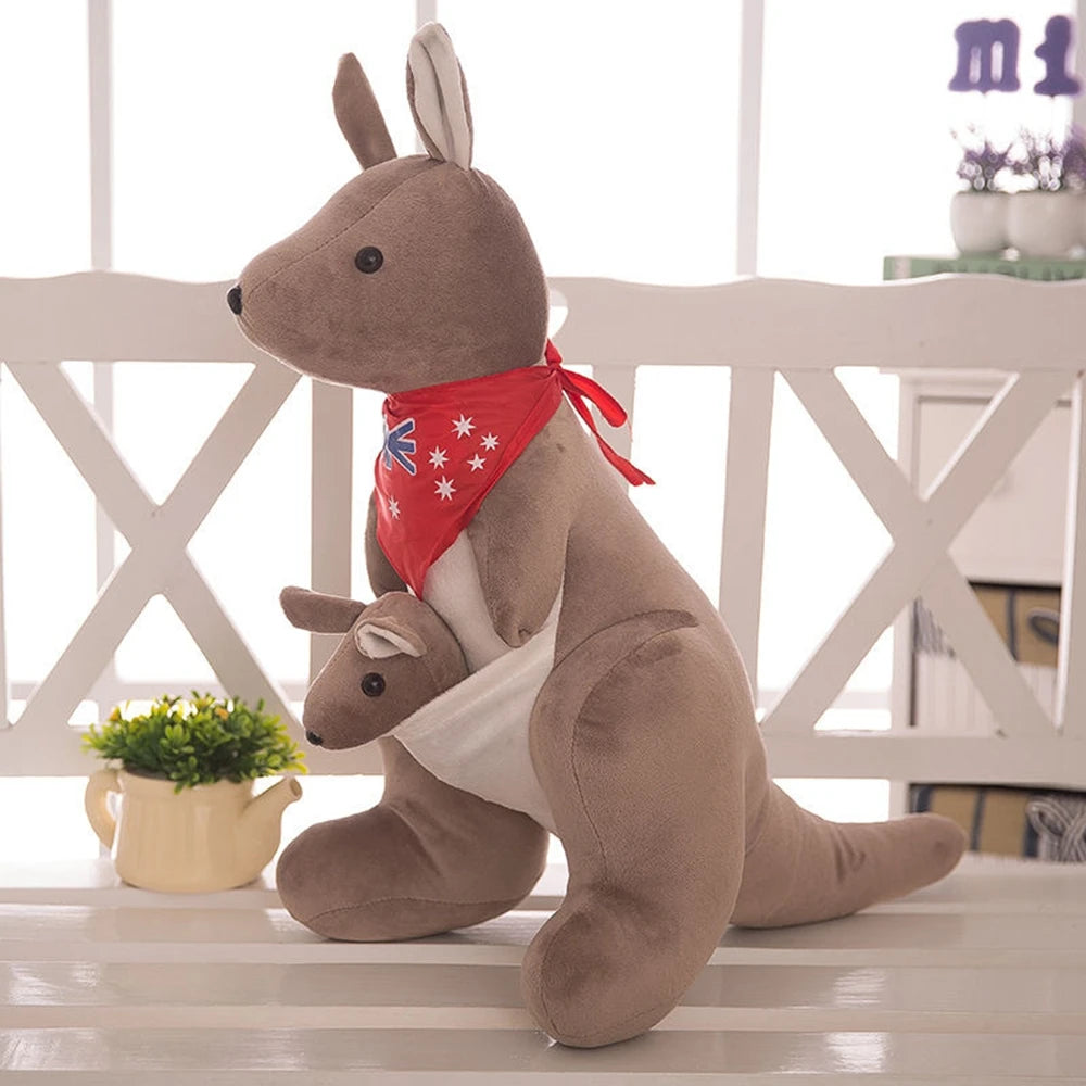 28cm Australian Kangaroo & Joey Plush Toy Gift gray by HitMyNeed