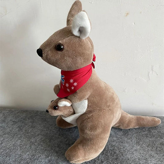 28cm Australian Kangaroo & Joey Plush Toy Gift light-brown by HitMyNeed