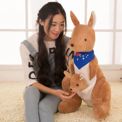28cm Australian Kangaroo & Joey Plush Toy Gift light-yellow-366 by HitMyNeed