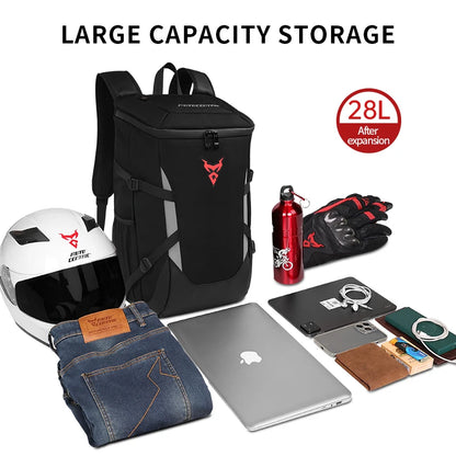 28L Waterproof Motorcycle Backpack with Helmet Holder by HitMyNeed