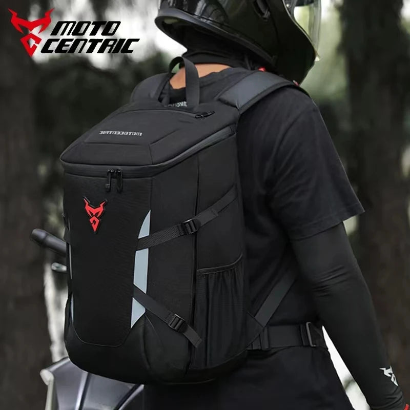 28L Waterproof Motorcycle Backpack with Helmet Holder by HitMyNeed