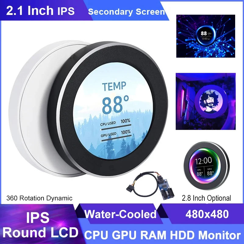 2.1" Round IPS USB PC Hardware Monitoring Display by HitMyNeed