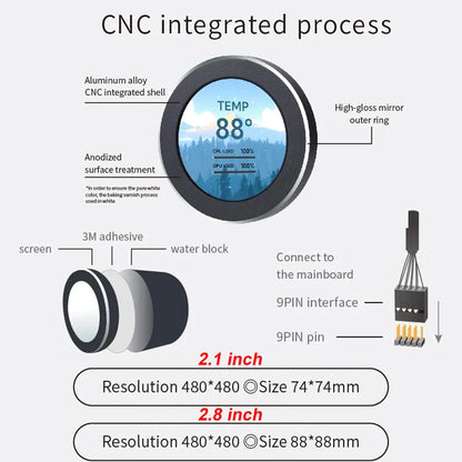 2.1" Round IPS USB PC Hardware Monitoring Display by HitMyNeed