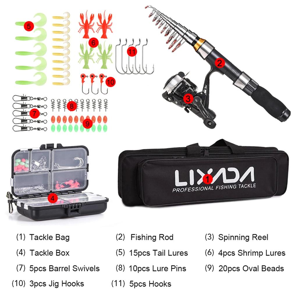 2.1m & 2.3m Telescopic Fishing Rod Reel Combo Kit by HitMyNeed