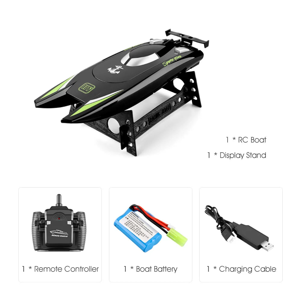 2.4G High-Speed RC Racing Boat with Dual Motors black by HitMyNeed