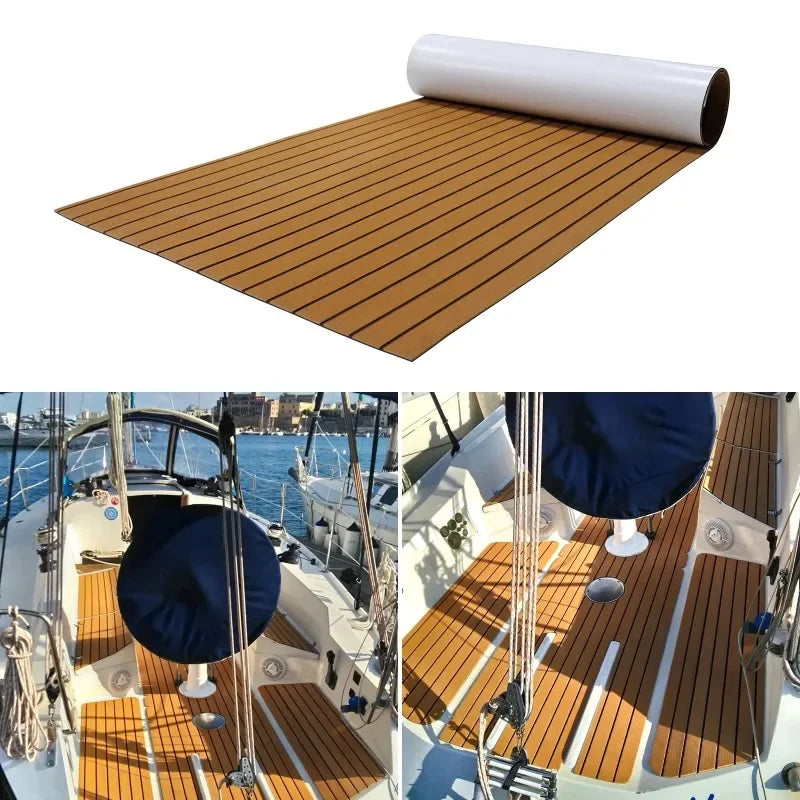 2.4m Self-Adhesive EVA Faux Teak Boat Decking Sheet by HitMyNeed