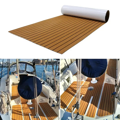 2.4m Self-Adhesive EVA Faux Teak Boat Decking Sheet by HitMyNeed