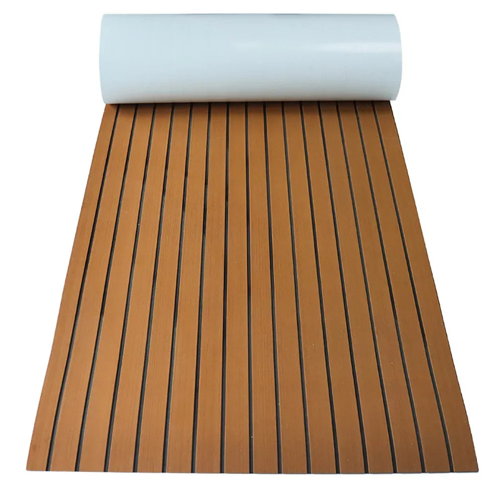 2.4m Self-Adhesive EVA Faux Teak Boat Decking Sheet black-brown by HitMyNeed