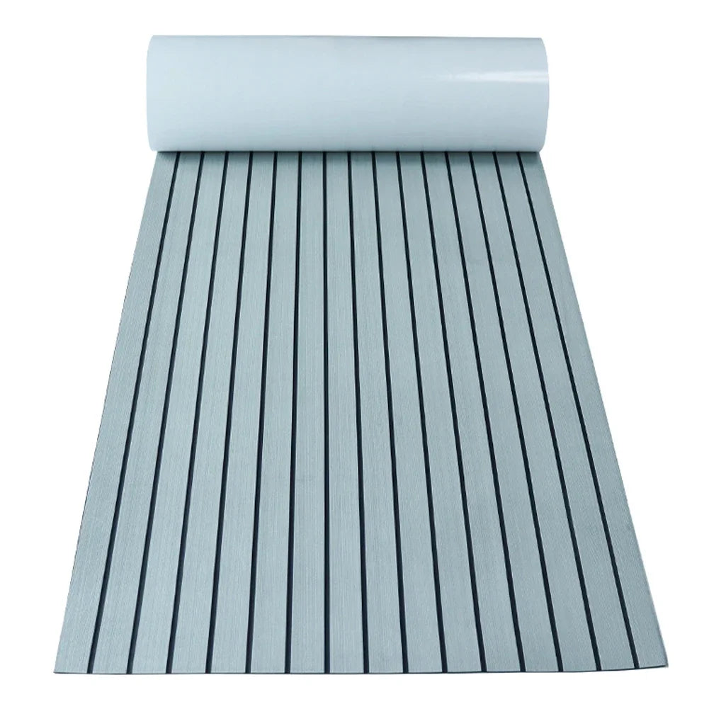 2.4m Self-Adhesive EVA Faux Teak Boat Decking Sheet gray-black by HitMyNeed