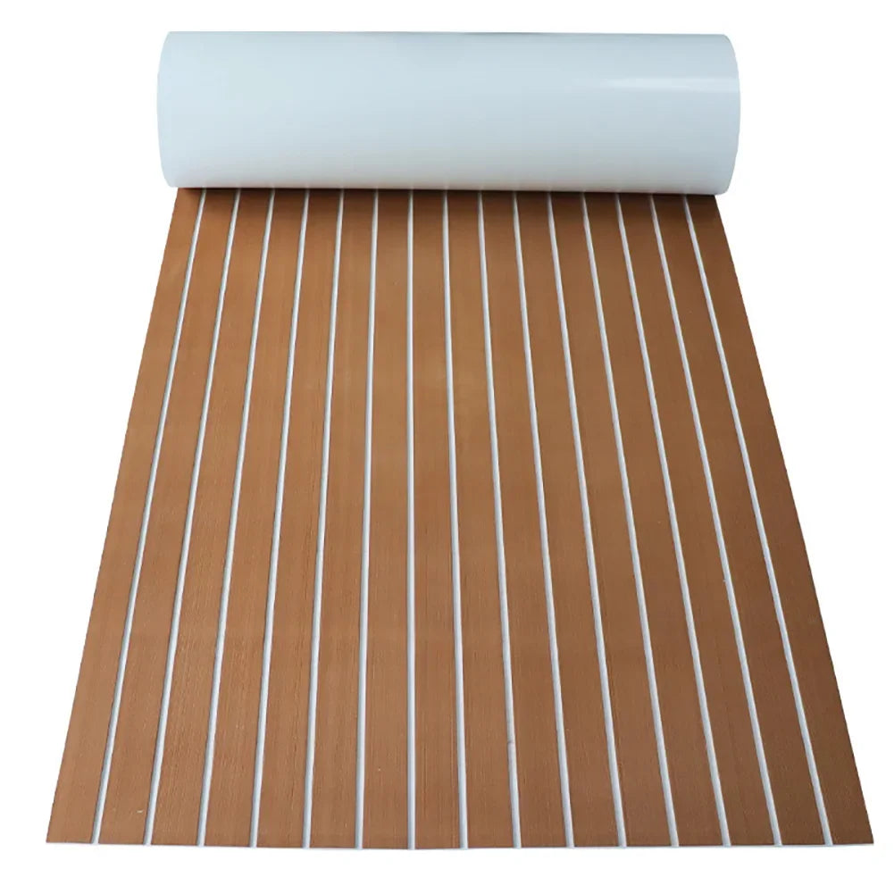 2.4m Self-Adhesive EVA Faux Teak Boat Decking Sheet white-brown by HitMyNeed