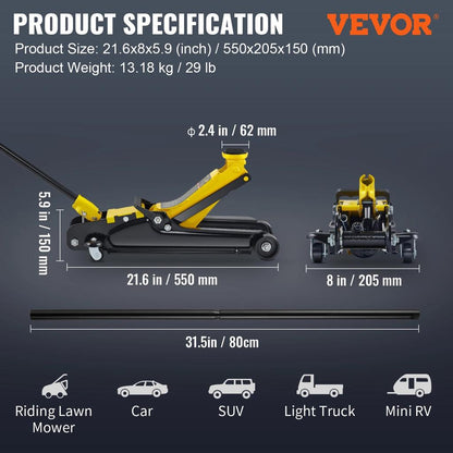 2.5 Ton Low Profile Hydraulic Floor Jack, Steel by HitMyNeed