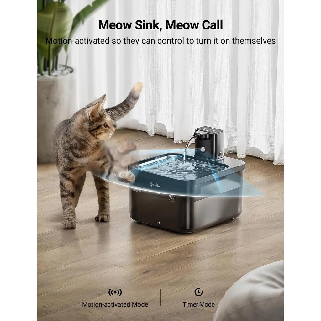 2.5L Wireless Stainless Steel Cat Water Fountain by HitMyNeed