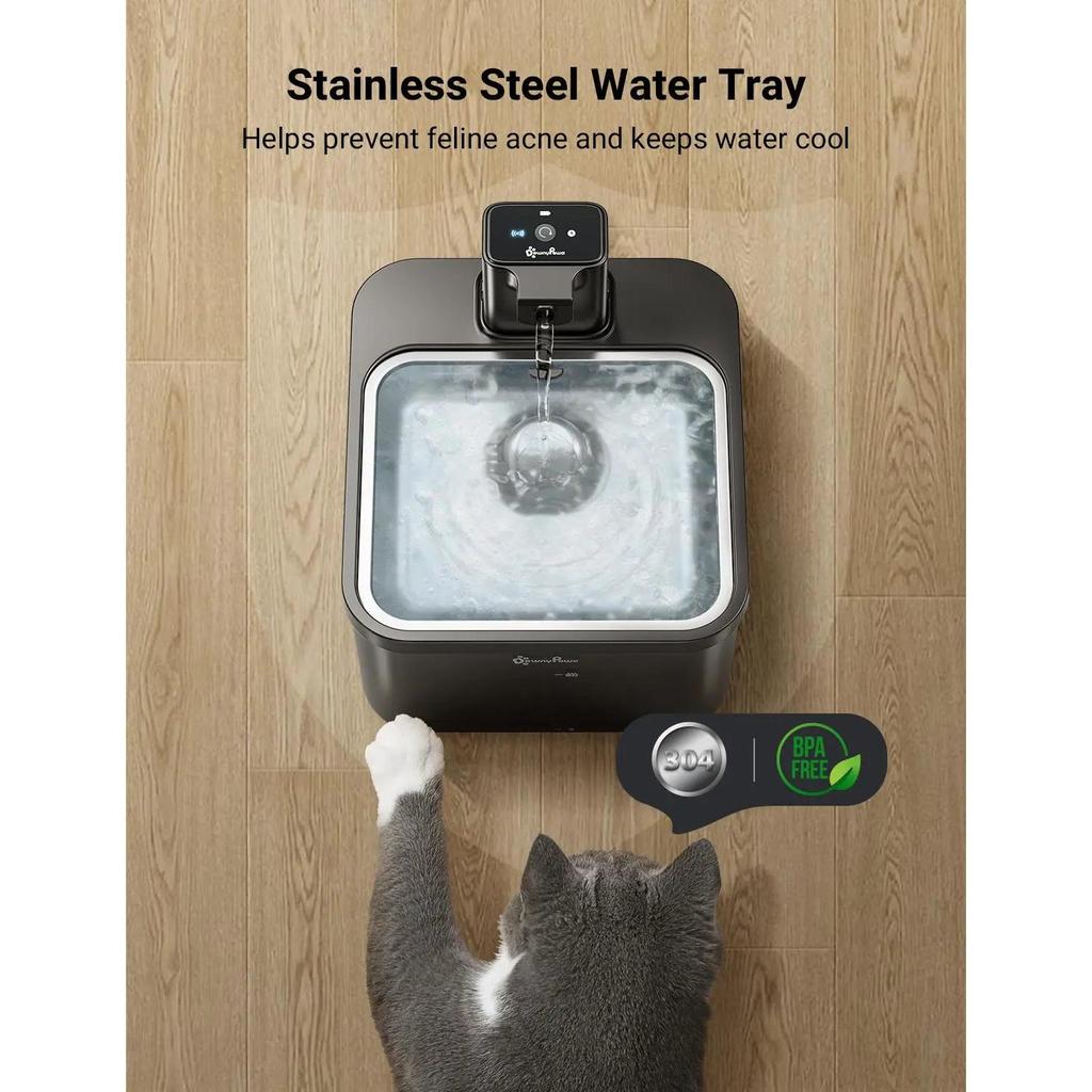 2.5L Wireless Stainless Steel Cat Water Fountain by HitMyNeed