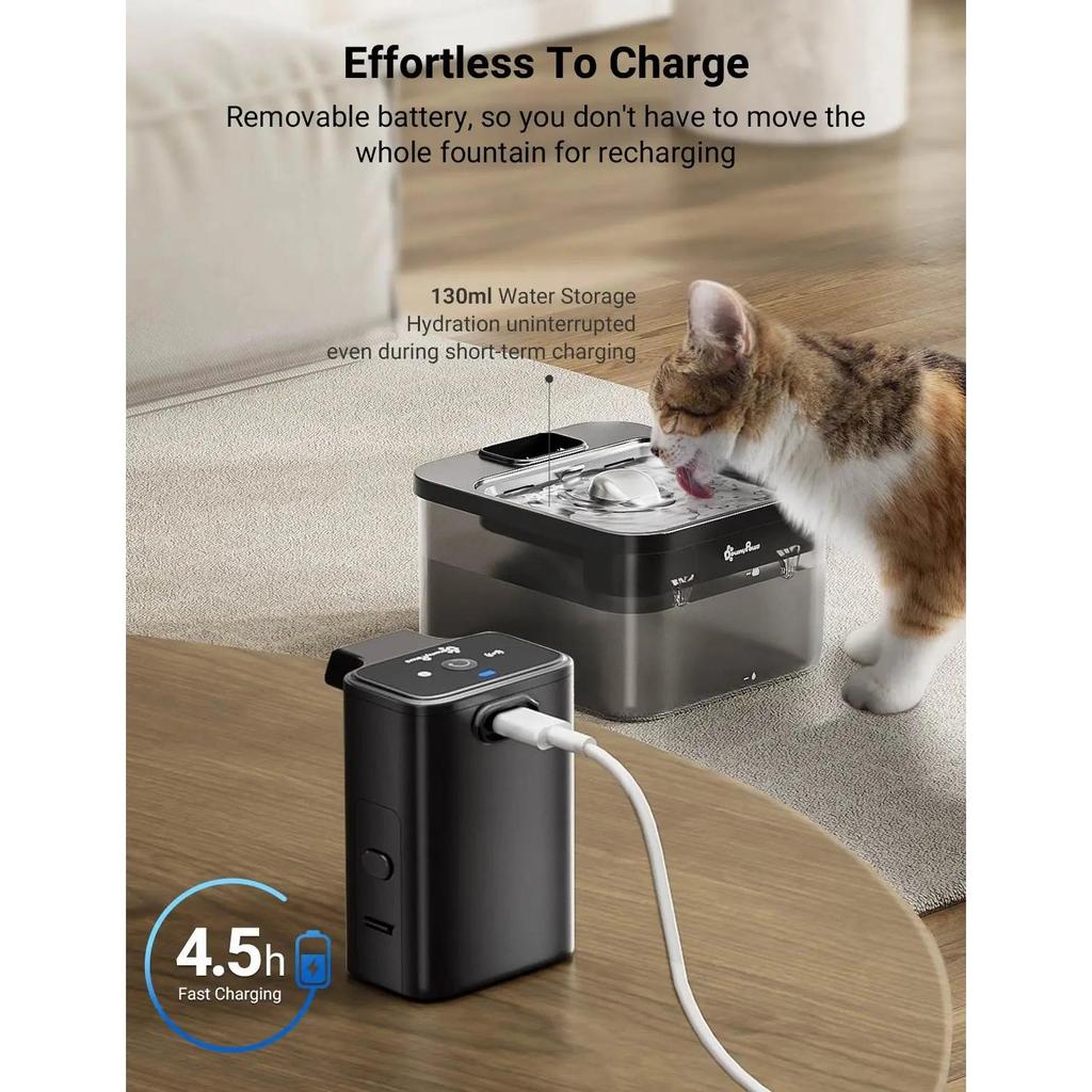 2.5L Wireless Stainless Steel Cat Water Fountain by HitMyNeed