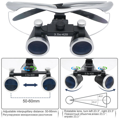2.5X/3.5X Dental Surgical Loupes with LED Headlight by HitMyNeed