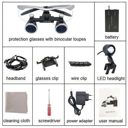 2.5X/3.5X Dental Surgical Loupes with LED Headlight by HitMyNeed