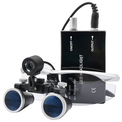 2.5X/3.5X Dental Surgical Loupes with LED Headlight silver 3-5x by HitMyNeed