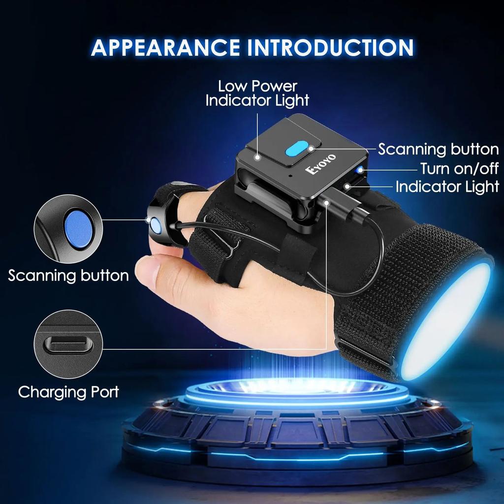 2D Bluetooth Glove Barcode Scanner with Finger Reader by HitMyNeed