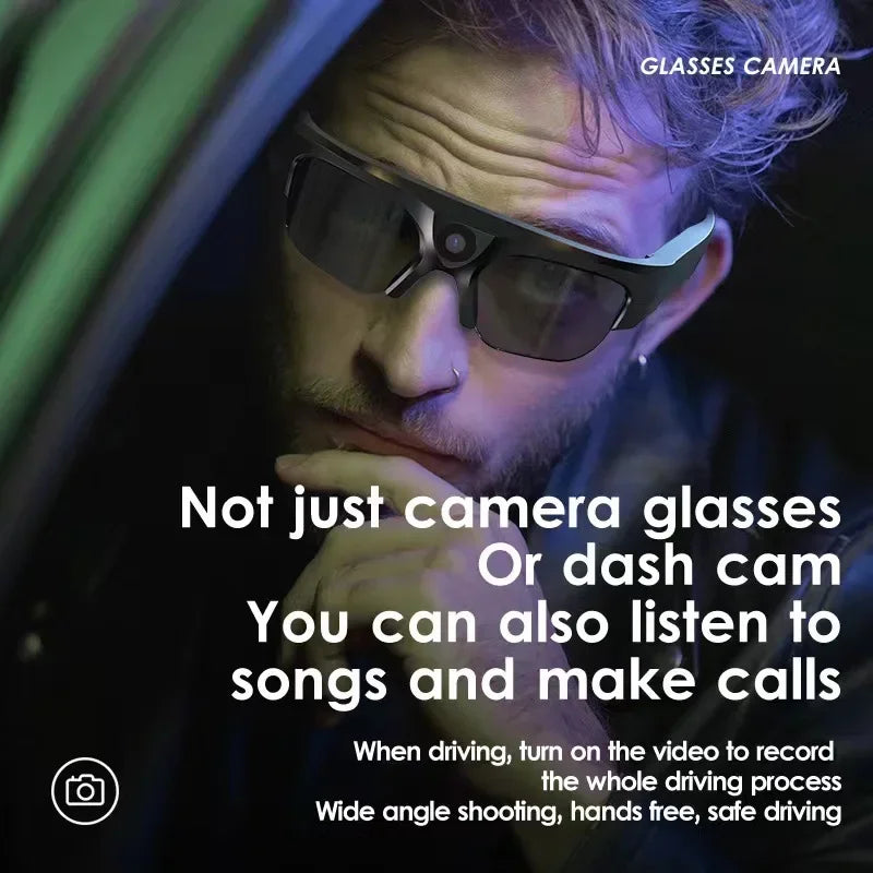 2K Camera Smart Glasses with Bluetooth Audio and TWS by HitMyNeed