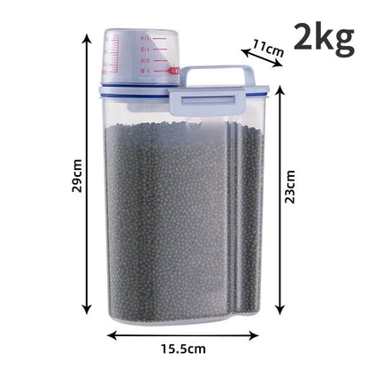 2kg Pet Food Storage Container with Measuring Cup 2kg-white by HitMyNeed