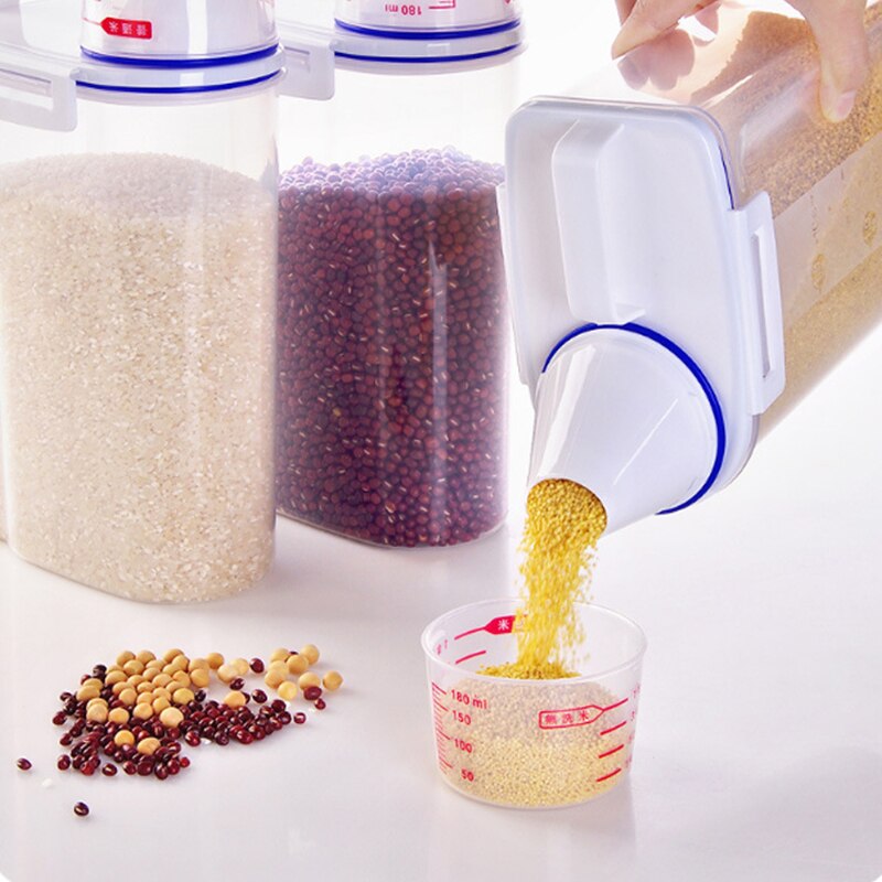 2L Cereal Keeper Plastic Dispenser with Measuring Cup by HitMyNeed