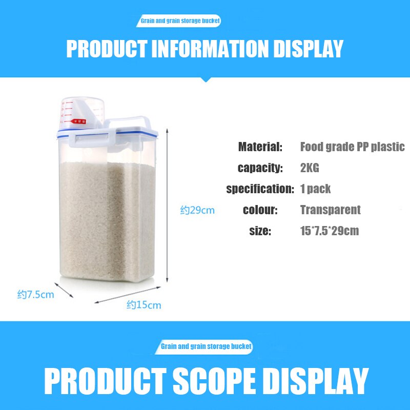 2L Cereal Keeper Plastic Dispenser with Measuring Cup by HitMyNeed