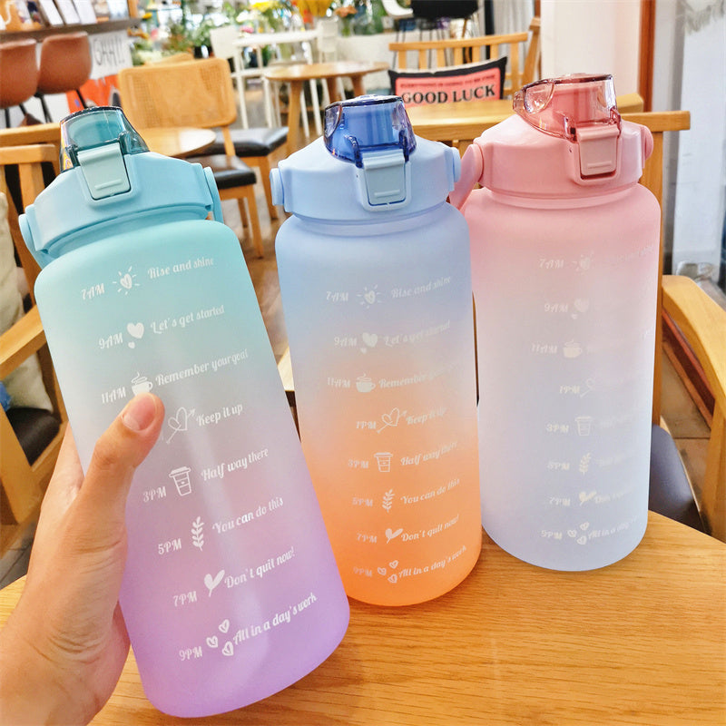 2L Motivational Water Bottle with Time Marker & Straw by HitMyNeed