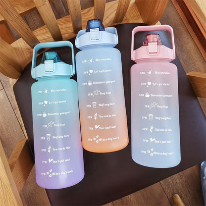2L Motivational Water Bottle with Time Marker & Straw by HitMyNeed
