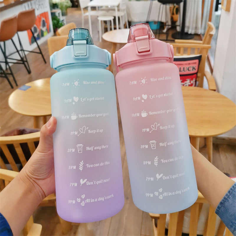 2L Motivational Water Bottle with Time Marker & Straw by HitMyNeed