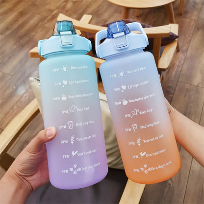 2L Motivational Water Bottle with Time Marker & Straw by HitMyNeed