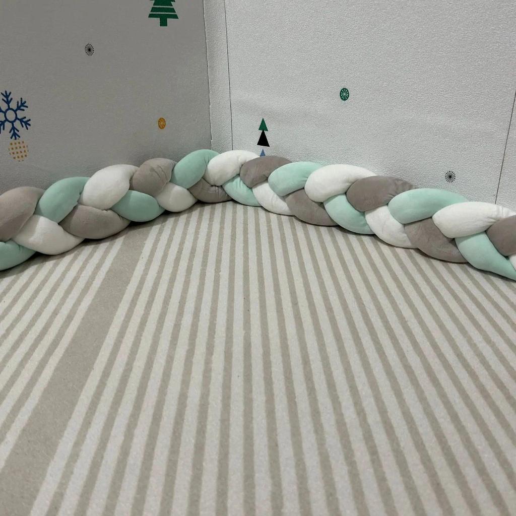 2m Braided Knot Cushion Pillow for Sofa, Bed & Crib grey-white-green by HitMyNeed