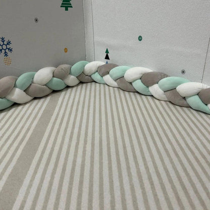 2m Braided Knot Cushion Pillow for Sofa, Bed & Crib grey-white-green by HitMyNeed