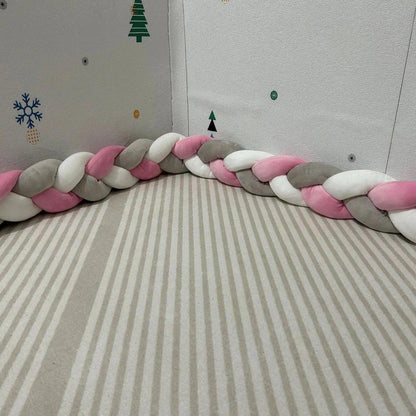 2m Braided Knot Cushion Pillow for Sofa, Bed & Crib grey-white-pink by HitMyNeed