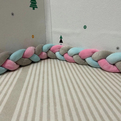 2m Braided Knot Cushion Pillow for Sofa, Bed & Crib pink-blue-grey by HitMyNeed