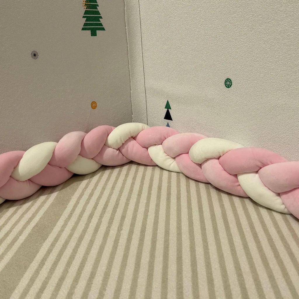 2m Braided Knot Cushion Pillow for Sofa, Bed & Crib pink-pink-white by HitMyNeed
