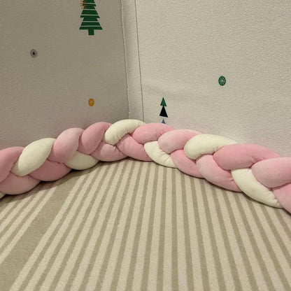2m Braided Knot Cushion Pillow for Sofa, Bed & Crib pink-pink-white by HitMyNeed