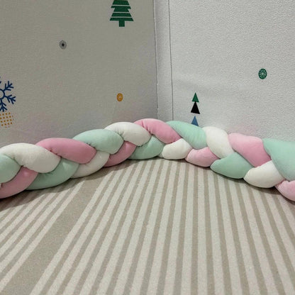 2m Braided Knot Cushion Pillow for Sofa, Bed & Crib pink-white-green by HitMyNeed