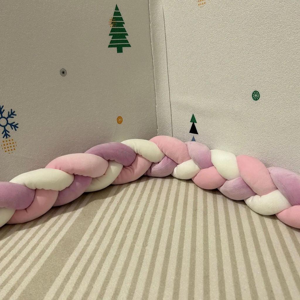 2m Braided Knot Cushion Pillow for Sofa, Bed & Crib pink-white-purple by HitMyNeed