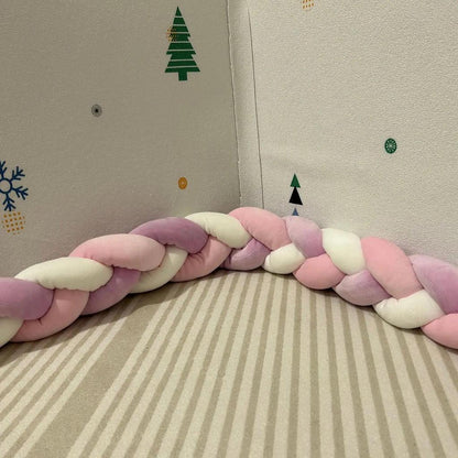 2m Braided Knot Cushion Pillow for Sofa, Bed & Crib pink-white-purple by HitMyNeed