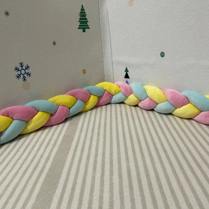 2m Braided Knot Cushion Pillow for Sofa, Bed & Crib pink-yellow-blue by HitMyNeed