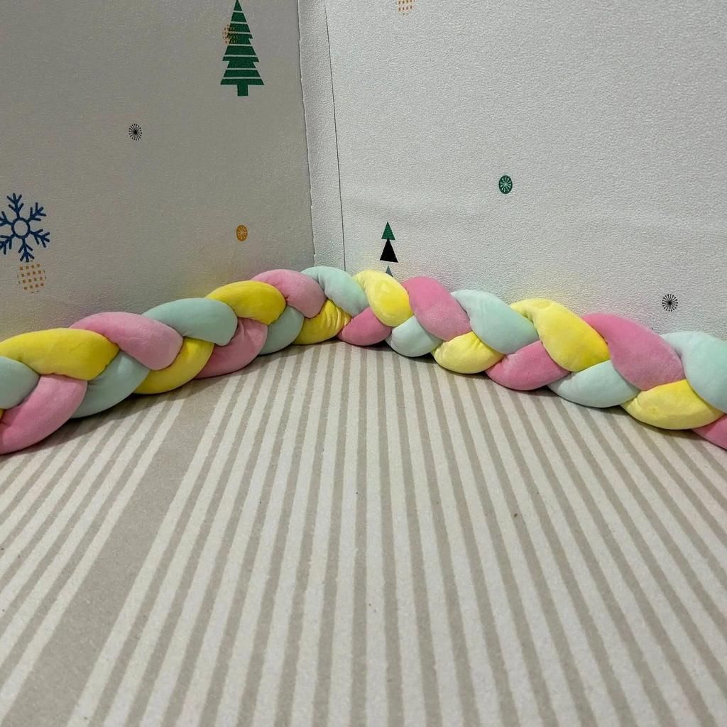 2m Braided Knot Cushion Pillow for Sofa, Bed & Crib pink-yellow-green by HitMyNeed