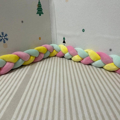 2m Braided Knot Cushion Pillow for Sofa, Bed & Crib pink-yellow-green by HitMyNeed
