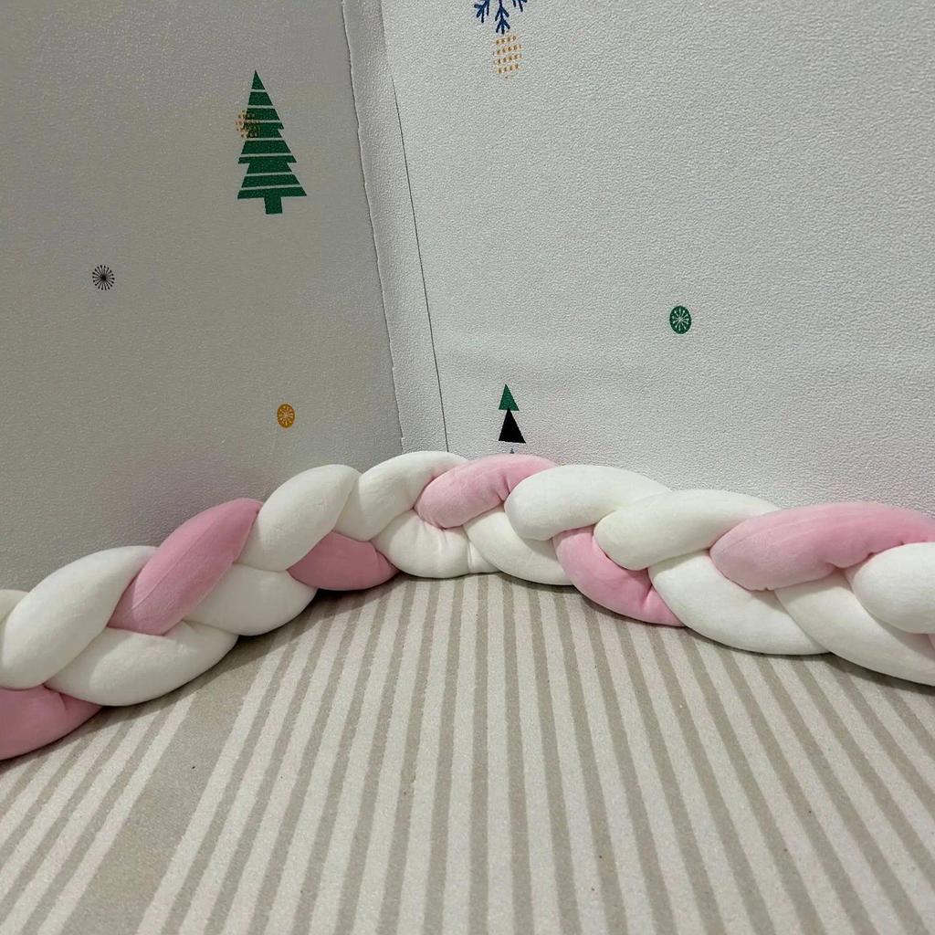 2m Braided Knot Cushion Pillow for Sofa, Bed & Crib white-pink by HitMyNeed