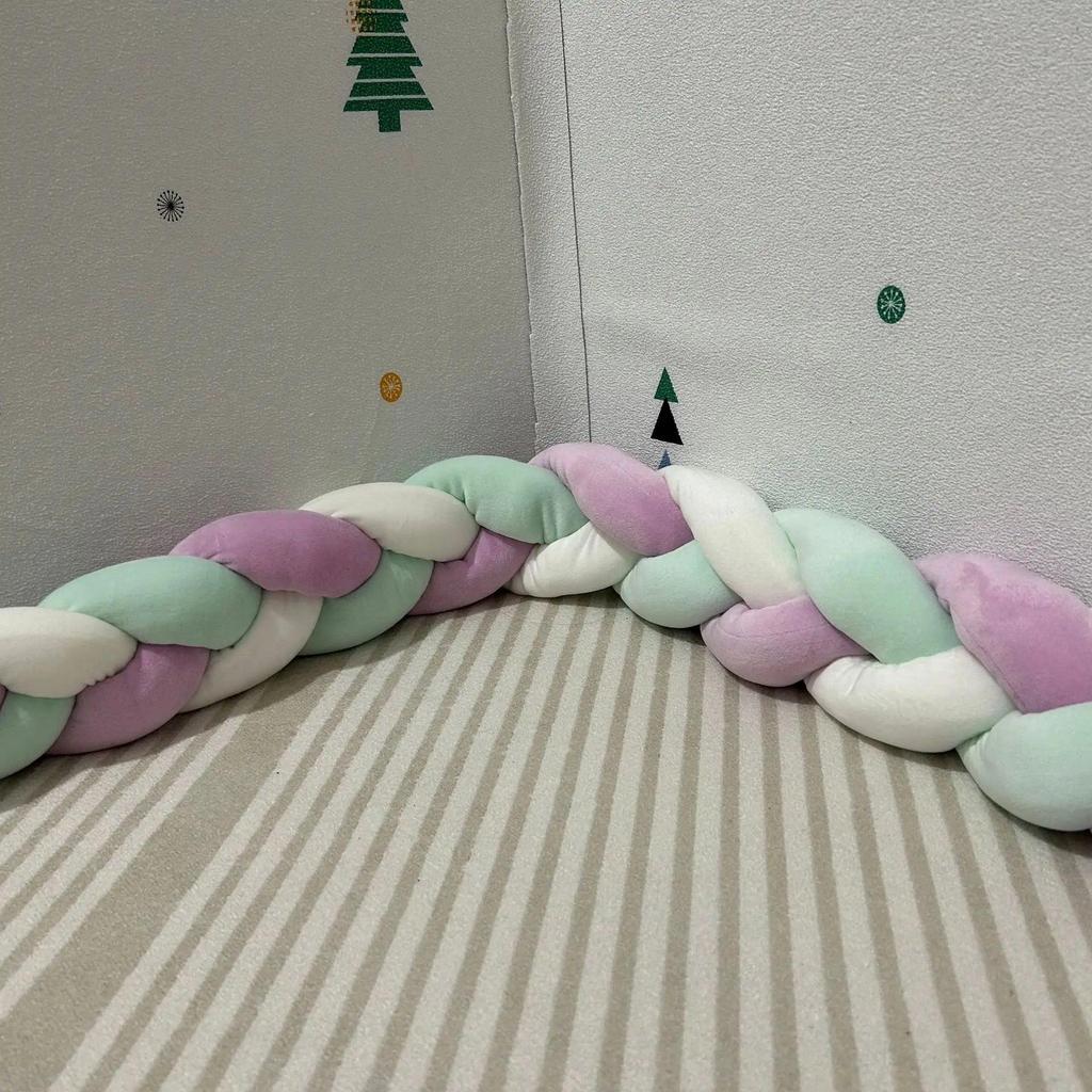 2m Braided Knot Cushion Pillow for Sofa, Bed & Crib white-purple-green by HitMyNeed