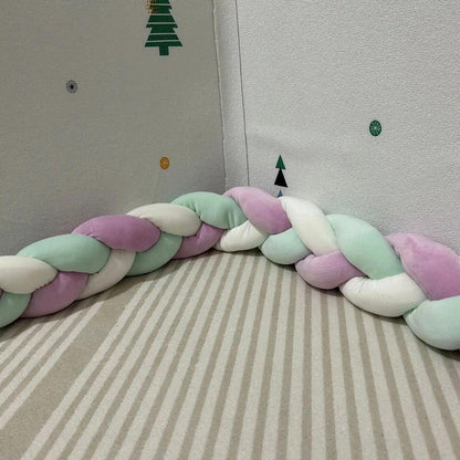 2m Braided Knot Cushion Pillow for Sofa, Bed & Crib white-purple-green by HitMyNeed