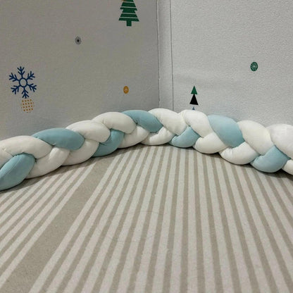 2m Braided Knot Cushion Pillow for Sofa, Bed & Crib white-white-blue by HitMyNeed