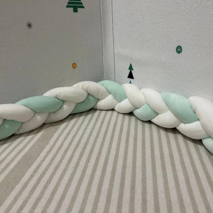 2m Braided Knot Cushion Pillow for Sofa, Bed & Crib white-white-green by HitMyNeed